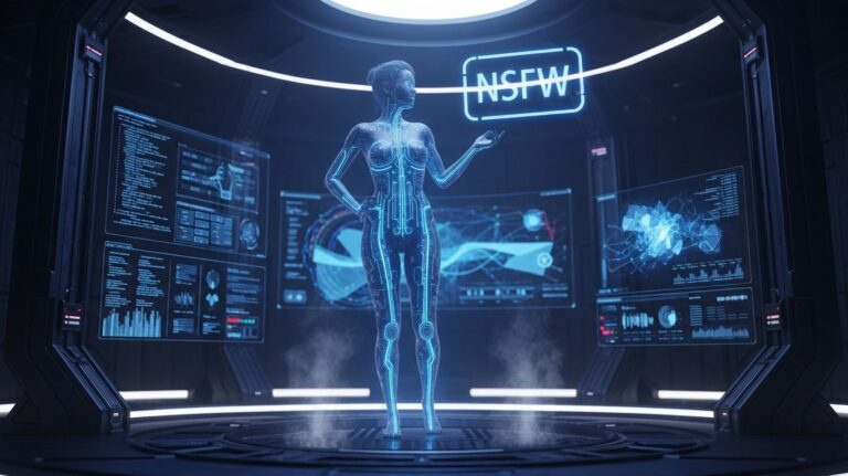 an image of a person standing in front of a futuristic space station representing character ai nsfw