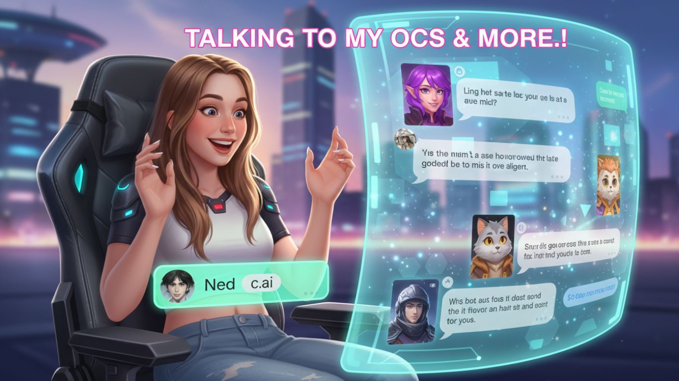 User enjoying a fun and engaging conversation with AI characters, exploring new worlds and learning experiences, showcasing the thrill of being able to talk to AI characters anytime.