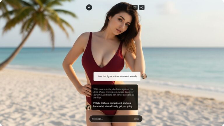 An image of a person in a bikini on the beach featuring free ai sexting