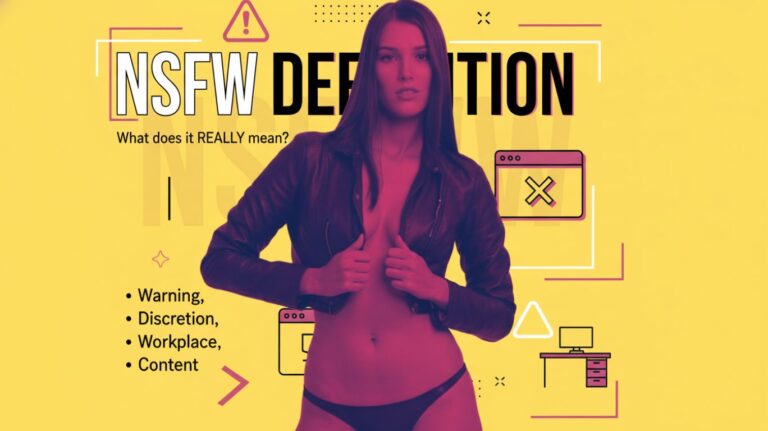 a person in a bikini is standing in front of a yellow background with the words nsfw definition