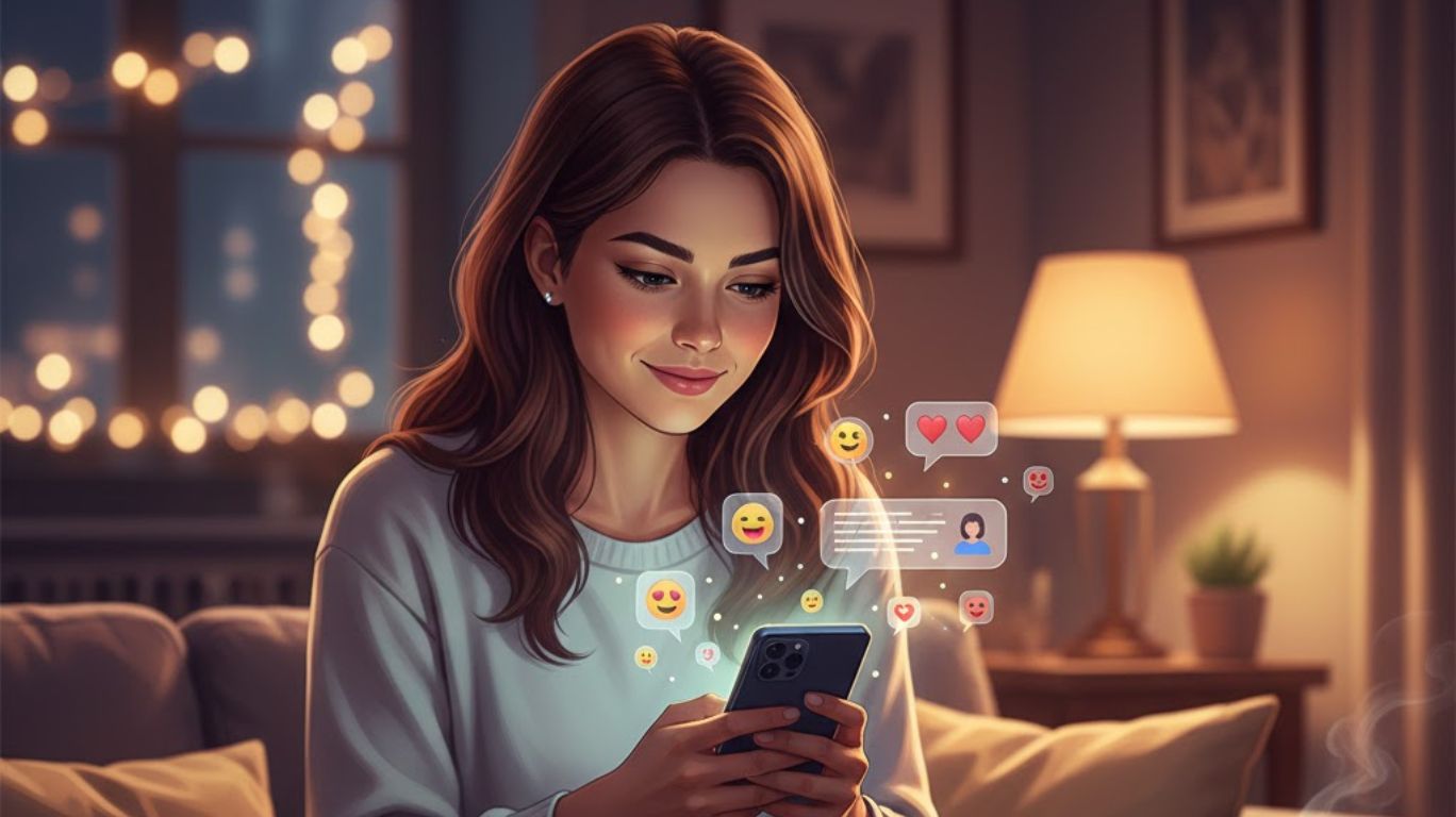 Featured image of a person thoughtfully using a smartphone to explore sext chat, highlighting privacy, comfort, and personal reflection on whether sext chat is right for them.