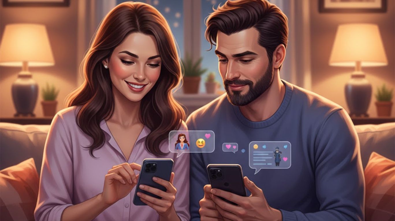 Featured image showing adults engaging in sext chat on smartphones, highlighting discreet, playful, and creative digital conversations that build connection, freedom, and emotional expression.