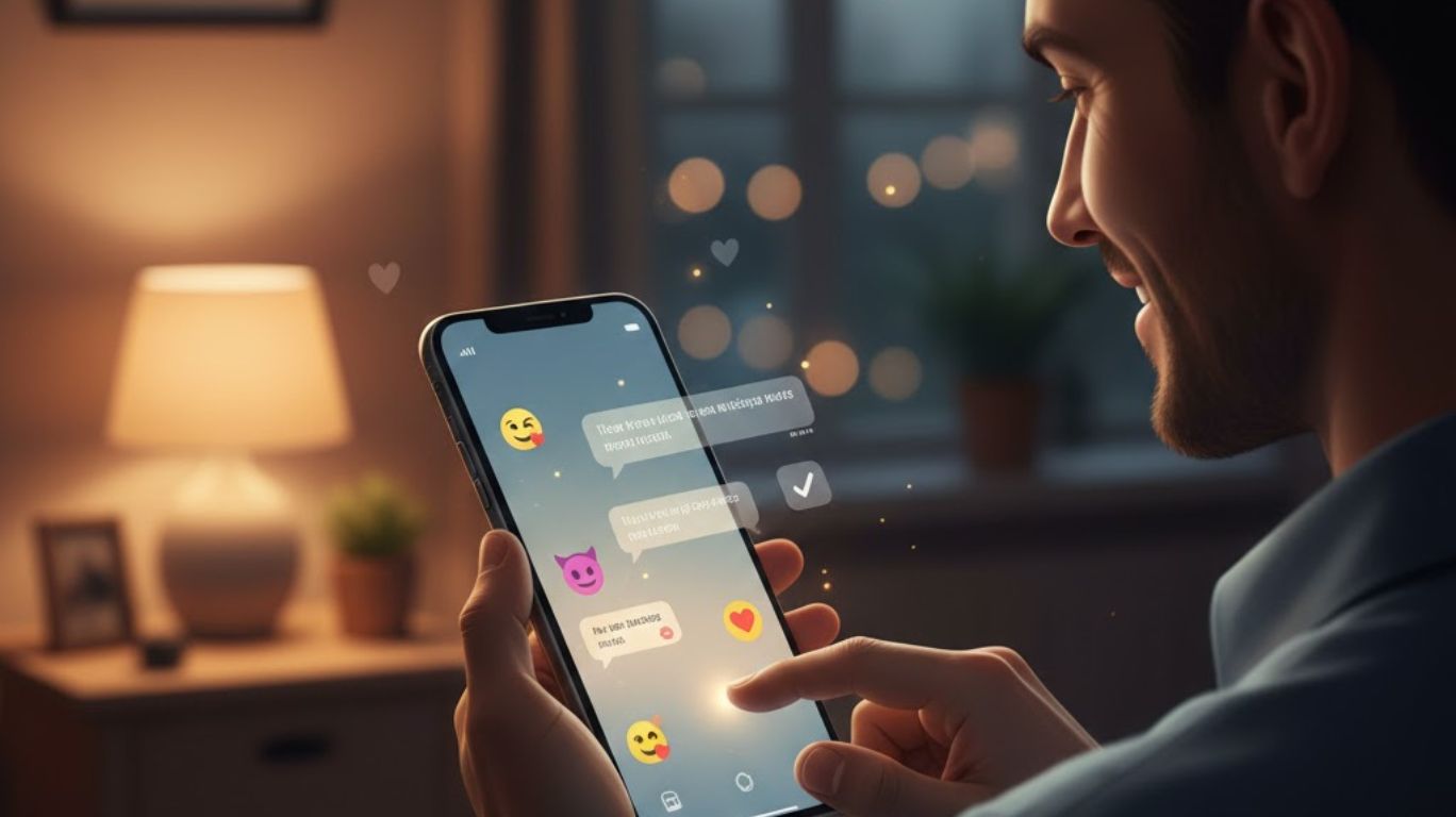 Featured image showing a private digital conversation on a smartphone, illustrating adults engaging in sext chat in a discreet and cozy environment, emphasizing secure and playful online interaction.