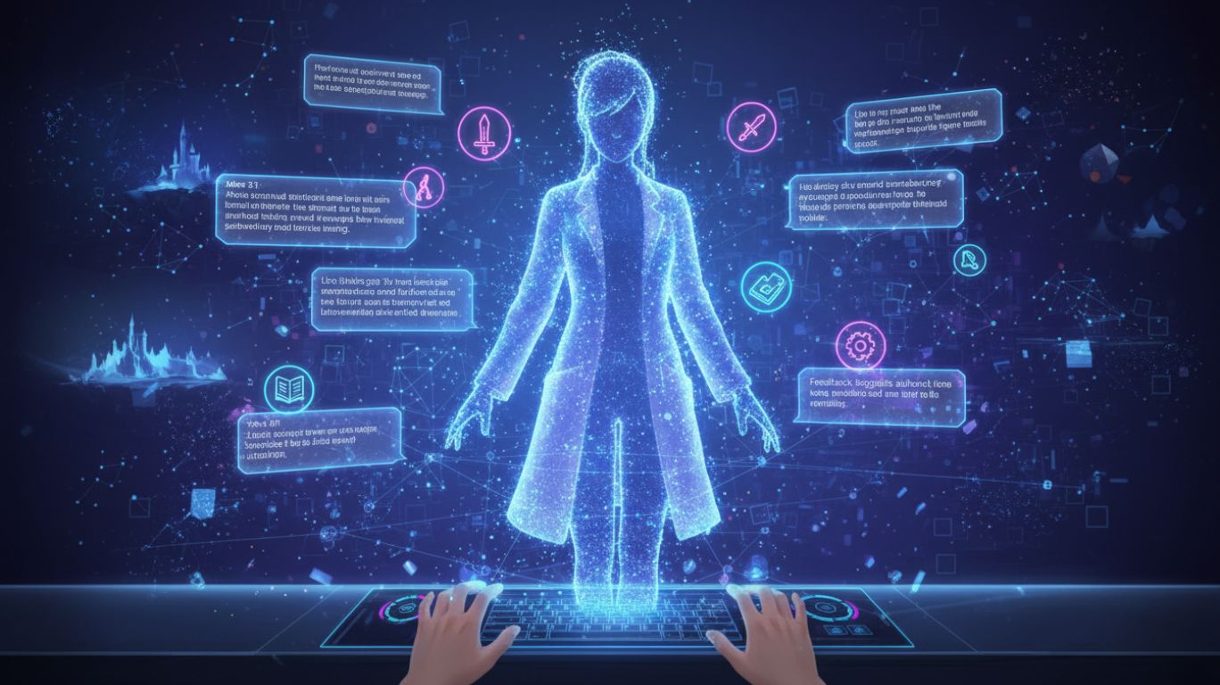 User engaging in free AI RP through an interactive AI roleplay chat, showing dynamic storytelling with an AI character responding in real time.