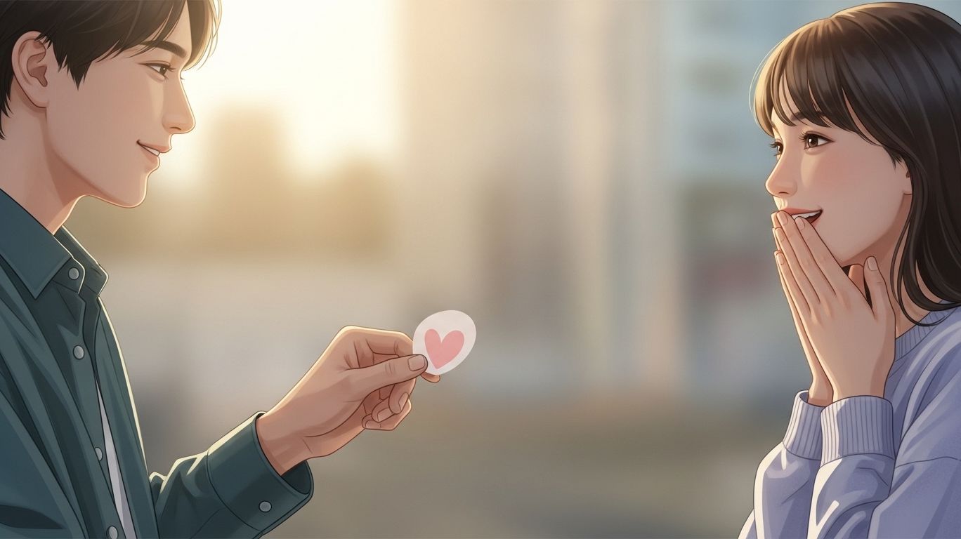 How to confess to your crush – young person handing a heart-shaped note with a sincere expression, showing honesty and giving space while expressing feelings.