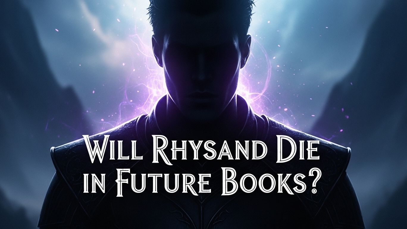 A silhouette of a person with purple lightning emanating from behind them, with the text "DRHYSAND DIE IN FUTURE BOOKS?" overlaid.