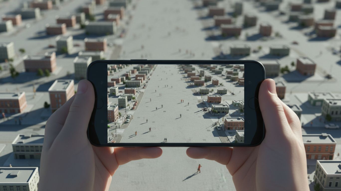 Illustration demonstrating giantess POV effect, showing how creators use camera placement and object scale to create the giantess POV illusion