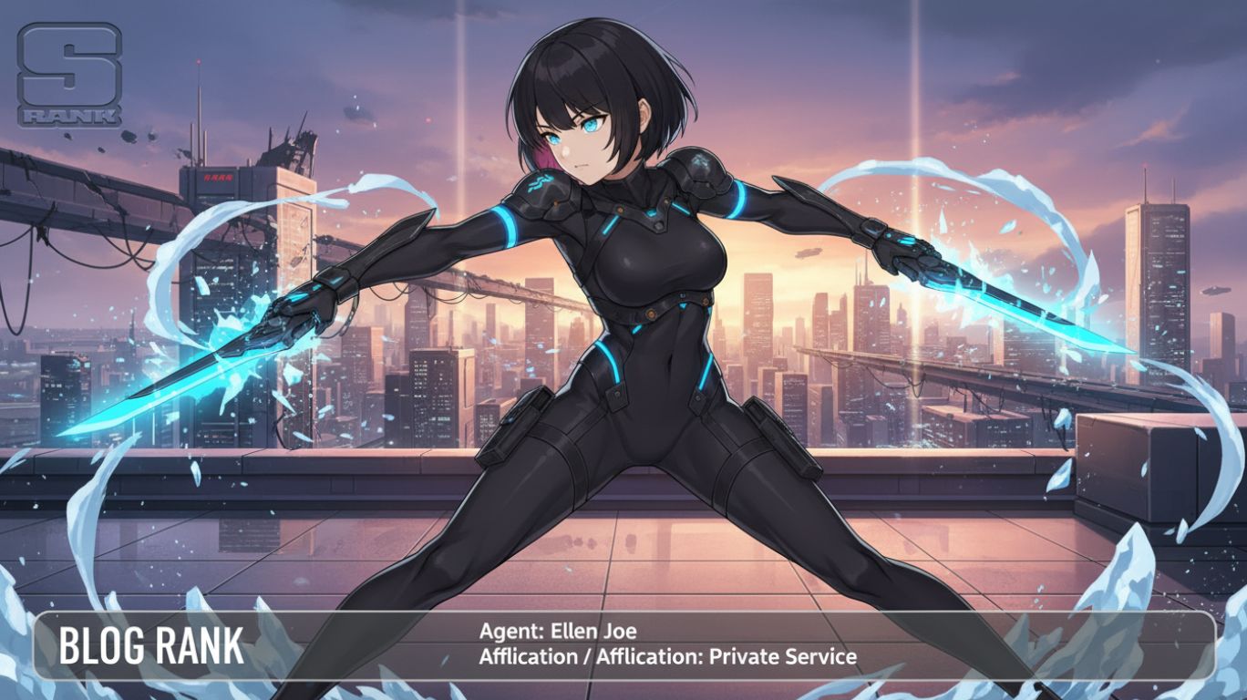 Ellen Joe ZZZ from Zenless Zone Zero in action, using Ice melee attacks in New Eridu, showcasing her role as an S-Rank Attack Agent.