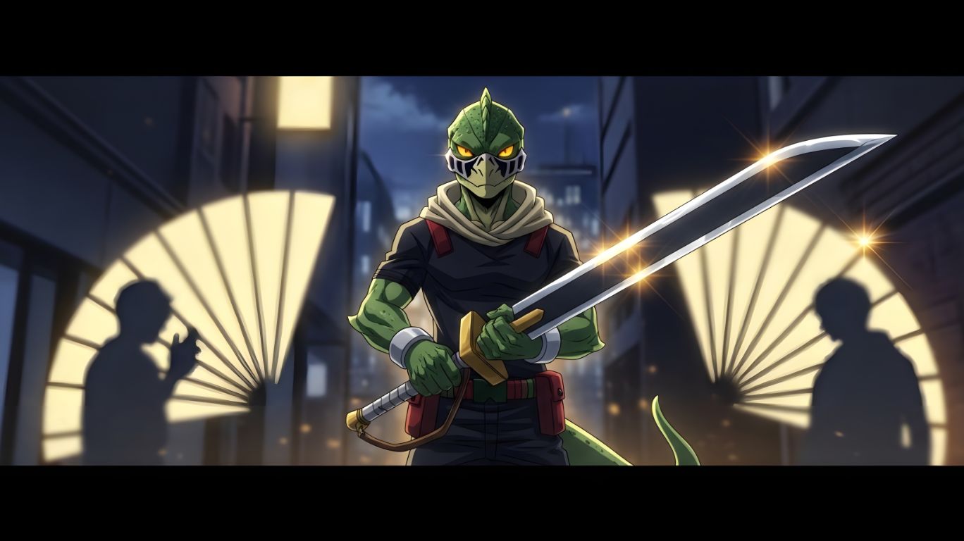 Spinner MHA character standing confidently with sword, showing why fans admire Spinner MHA for loyalty and determination in anime scene