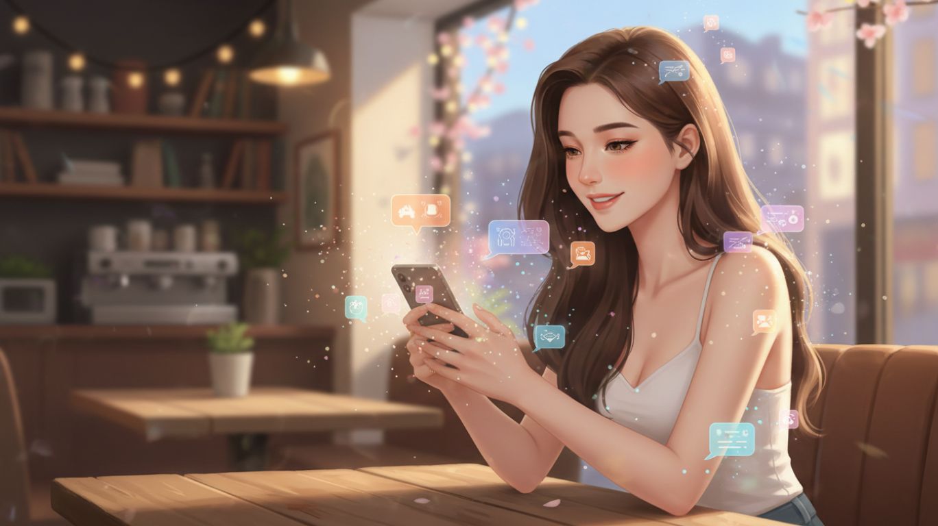 Adult interacting with an AI companion on a laptop, representing adult AI chat platforms offering emotional support and meaningful online conversations.