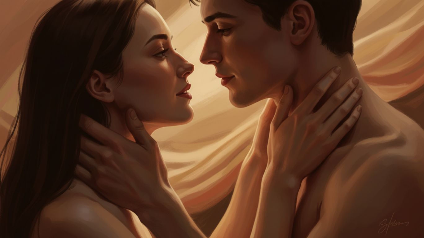 Symbolic illustration of sexual choking showing intimacy, trust, and consent between partners. Blog image for final thoughts on why people try sexual choked