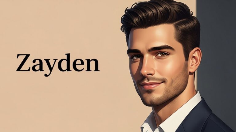 The text "Zayden" is written on the left side of the image, next to a portrait of a man in a suit.