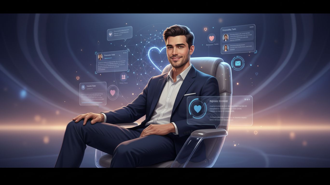 Zayden AI companion character displayed in a futuristic interface representing AI companionship platforms and personalized conversational artificial intelligence experiences