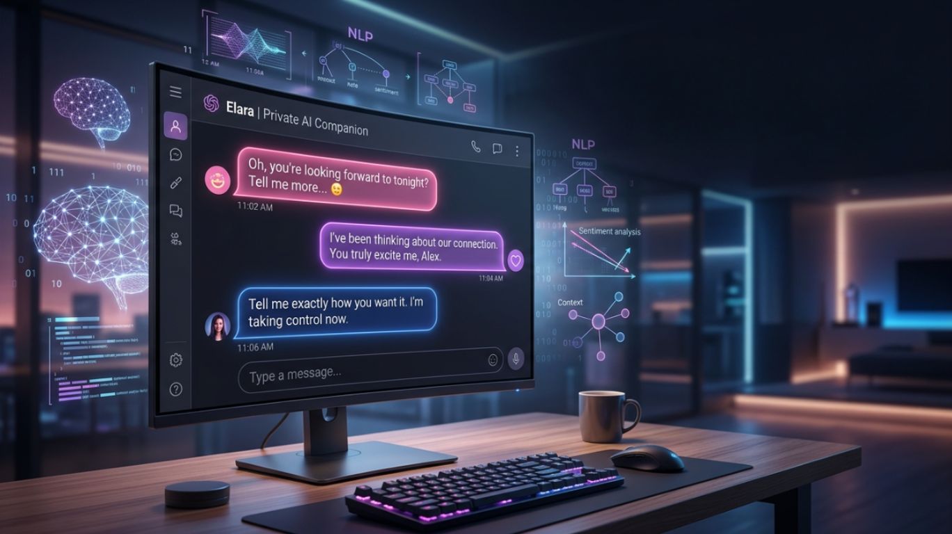 Dirty AI chatbot generating personalized romantic and playful conversations using advanced artificial intelligence and natural language processing technology.