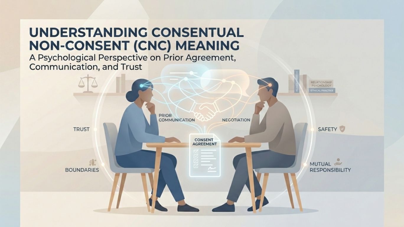 Consensual non consent meaning explained through abstract figures representing prior agreement, trust, and communication in a responsible and educational relationship concept illustration