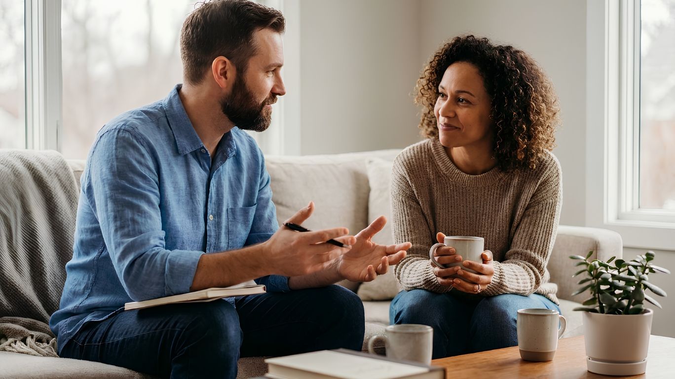 Confident dominant sex partner demonstrating healthy leadership, communication, trust, and consent while building confidence through preparation and emotional awareness.