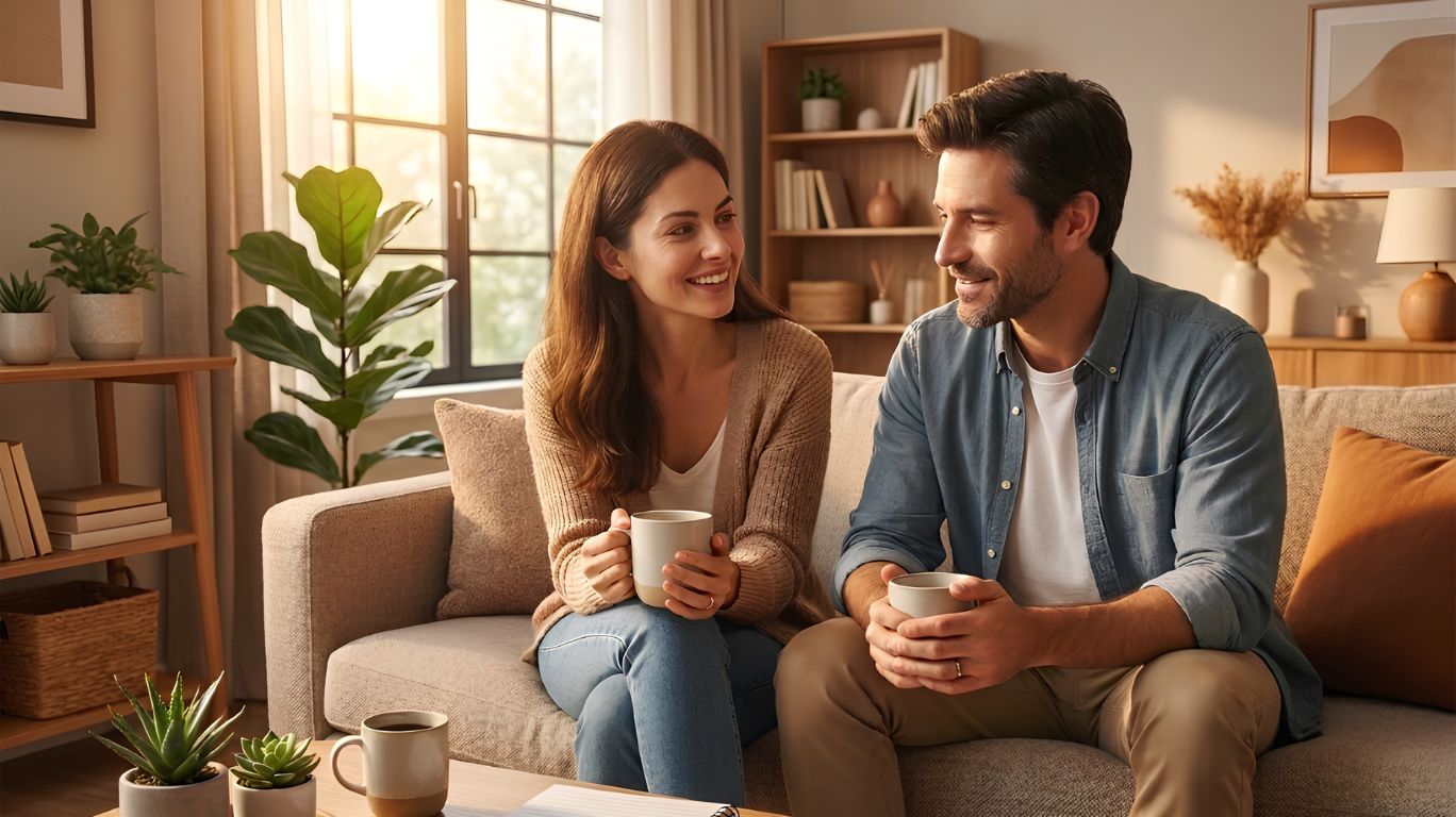 What is kink explained through a realistic image of two consenting adults discussing consent, communication, boundaries, and safety before exploring kink in a respectful, healthy relationship.