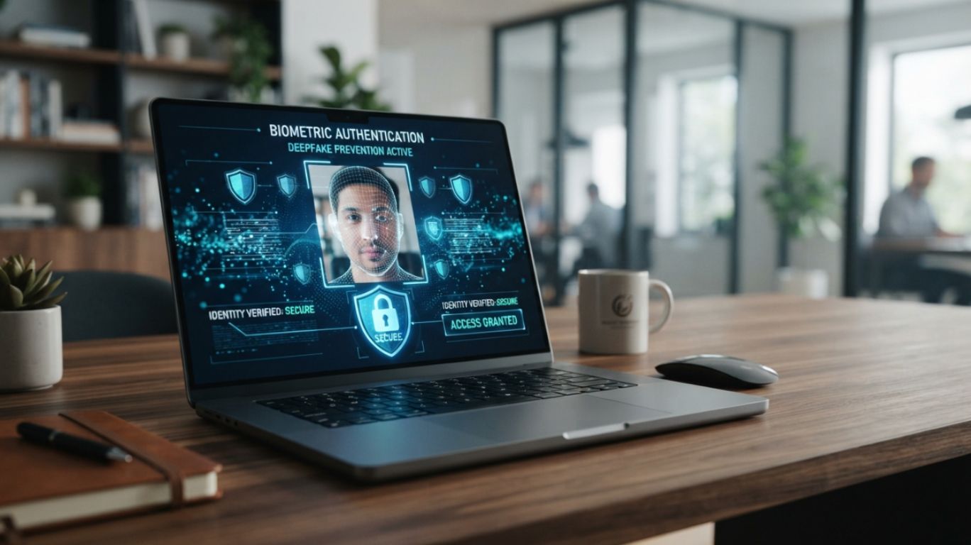 AI girl porn deepfake security concept displaying biometric authentication, facial recognition technology, identity verification, cybersecurity protection, and the risks associated with AI-generated adult content and deepfake media.