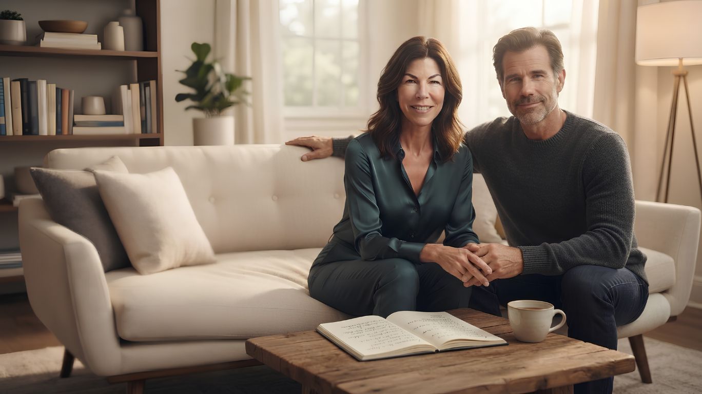 What is femdom summarized with a realistic image of two consenting adults sharing a relaxed moment after discussing trust, communication, boundaries, and mutually agreed relationship dynamics.