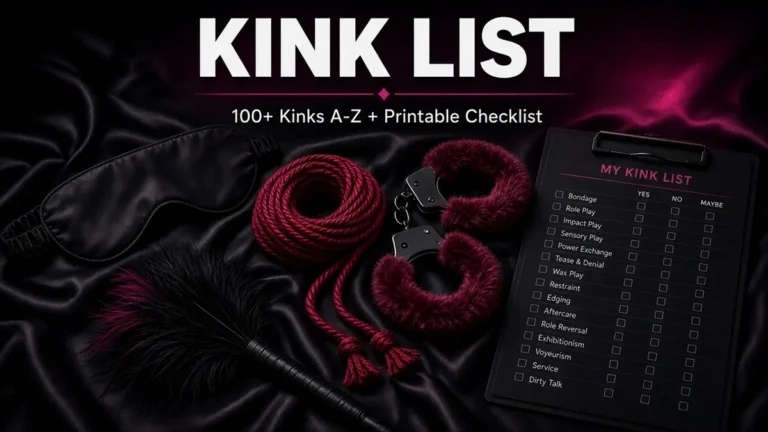 Kink list with 100+ kinks A-Z and a printable yes no maybe kink checklist